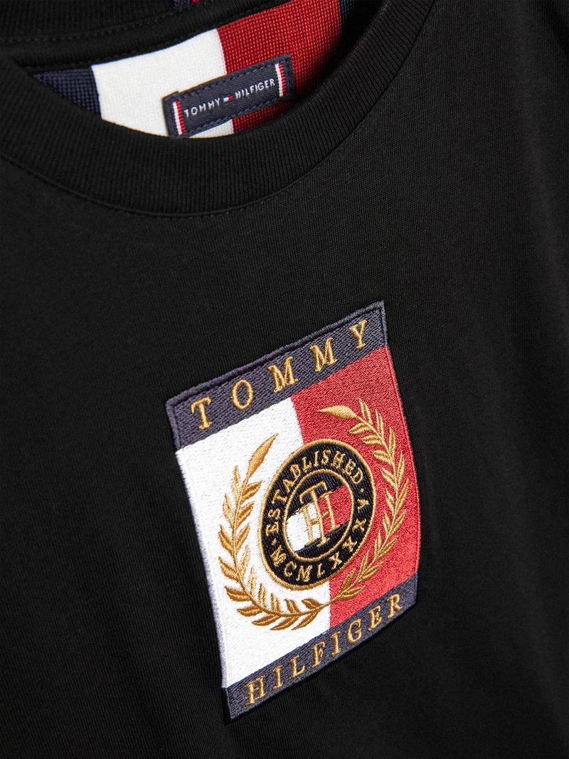 Fiú Tommy Hilfiger Logo Póló Fekete | HU 2278MQZ